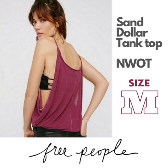 FREE PEOPLE SAND DOLLAR Scoop Neck TankTop M NWOT - Picture 1 of 5